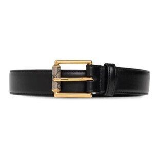 Gucci Men’s Plutone GG Rectangular Monogram Leather Single Buckle Belt Black Ebo